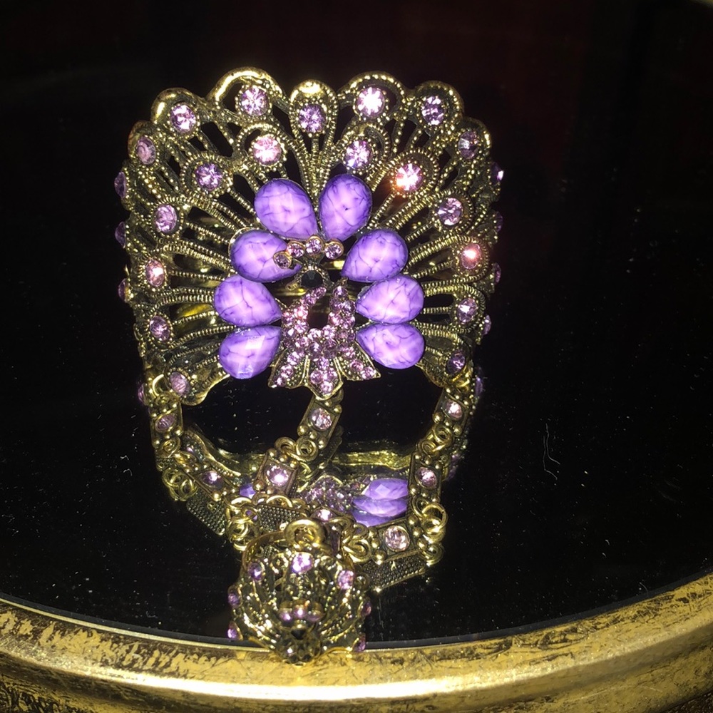 Peacock bangle/ring bracelet - Picture 6 of 7